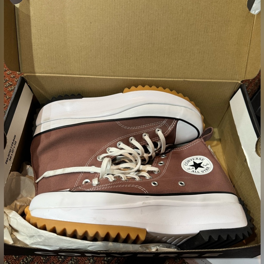 Converse Brown High-Tops with Zigzag Sole